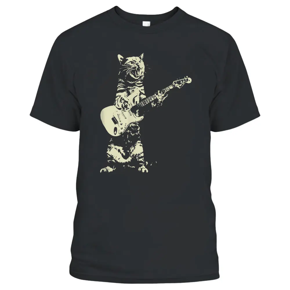 Cute Cat Playing Guitar T-Shirt