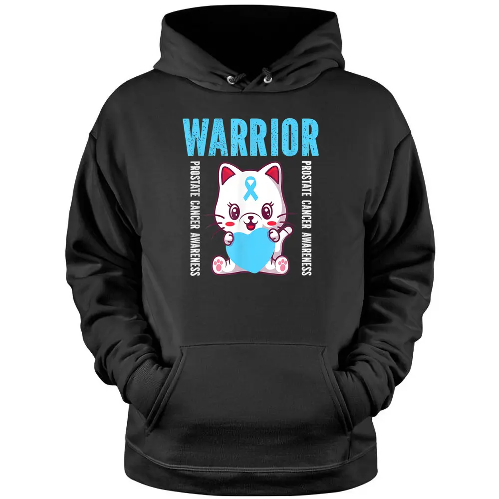 Cute Cat Warrior Prostate Cancer Awareness For Men And Women Pullover Hoodie