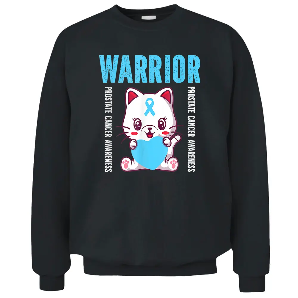 Cute Cat Warrior Prostate Cancer Awareness For Men And Women Pullover Sweatshirt