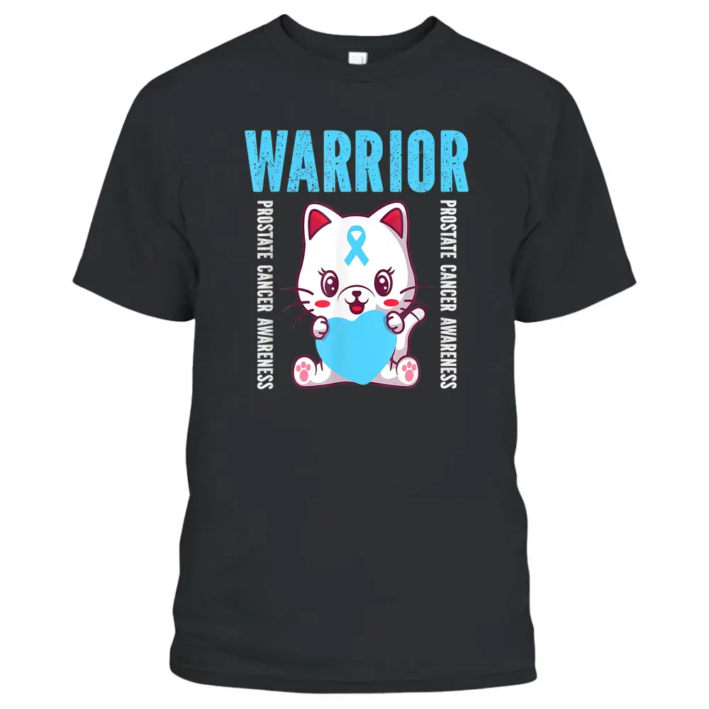 Cute Cat Warrior Prostate Cancer Awareness For Men And Women T-Shirt