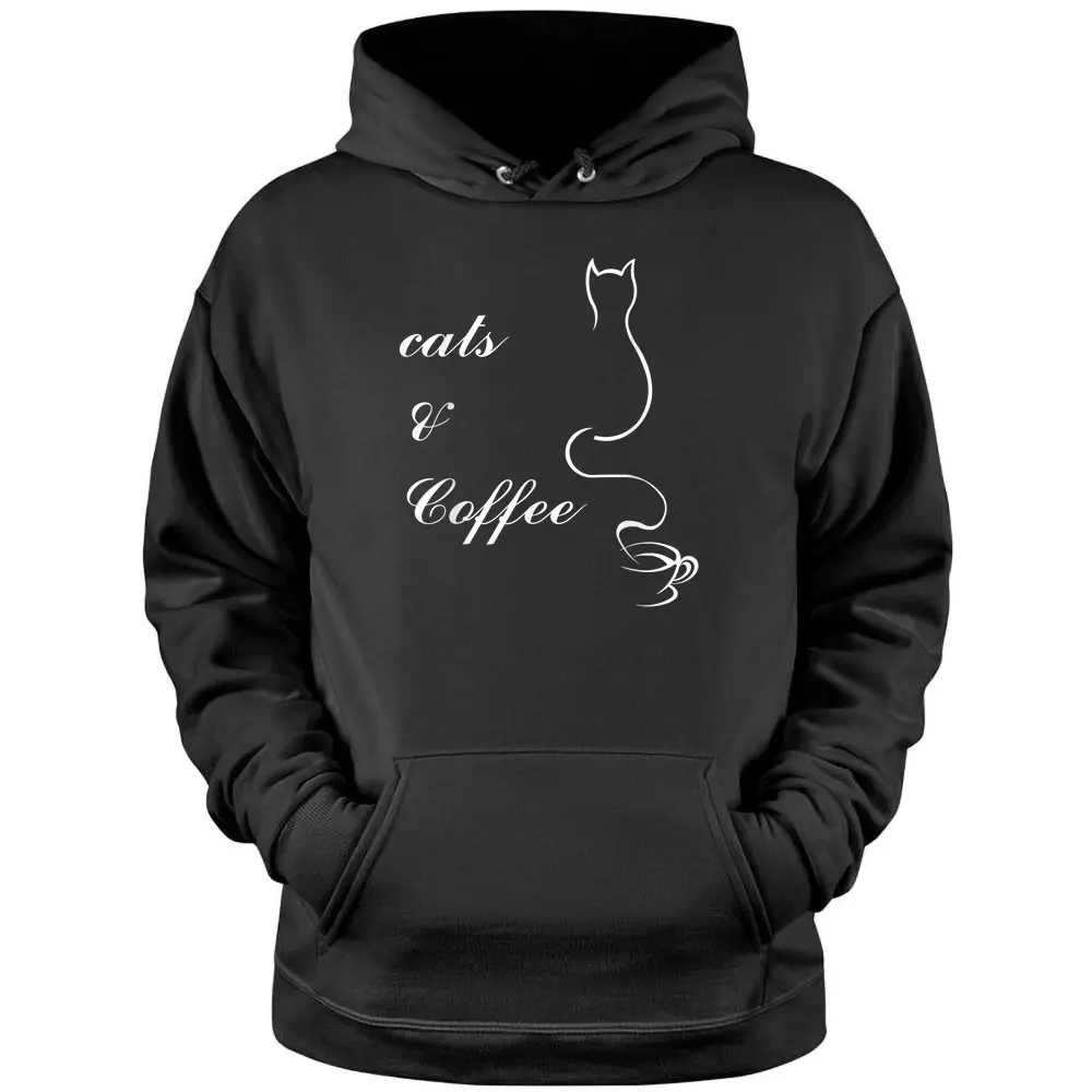 Cute Cats And Coffee  Pullover Hoodie