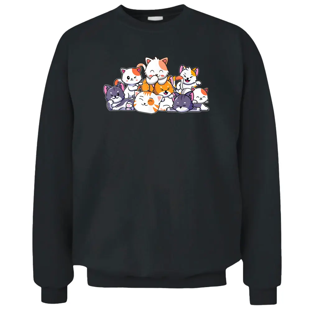 Cute Cats Anime Kawaii Japanese Otaku Neko Gift Women Girls Pullover Sweatshirt