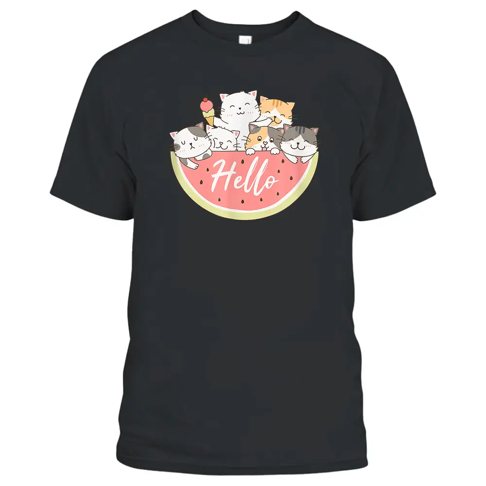 Cute Kitten In Watermelon Cute Cat Family Cat Motif T-Shirt