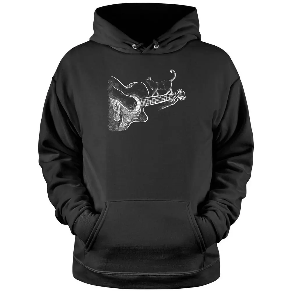 Cute Siamese Cat Guitar Player Pullover Hoodie