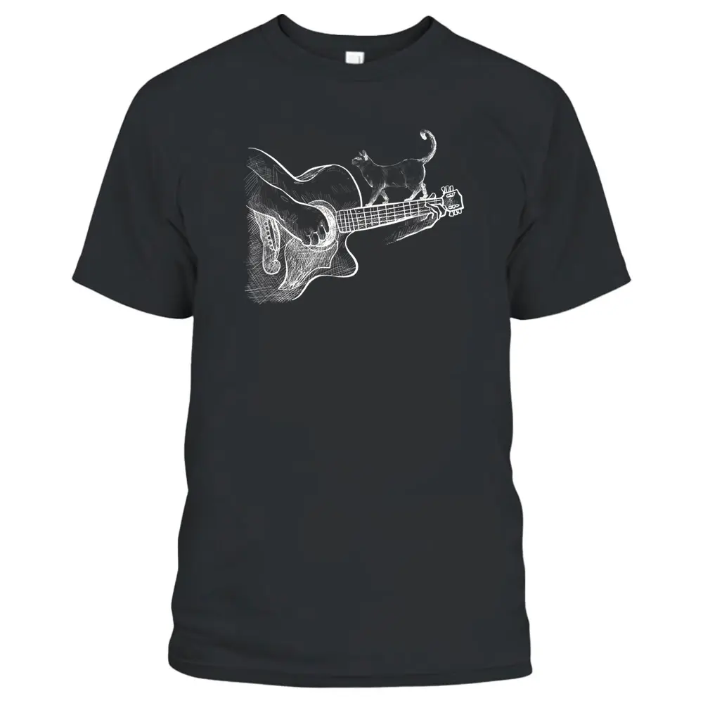 Cute Siamese Cat Guitar Player T-Shirt