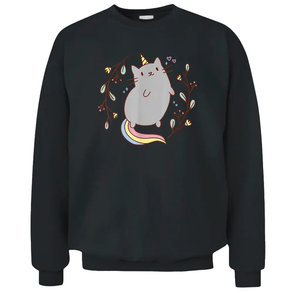 Cute Unicorn Cat Kitten Graphic Pullover Sweatshirt