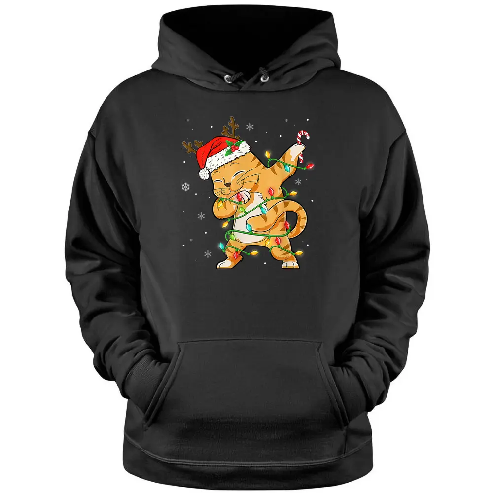 Dabbing Cat Santa Christmas Kids Boys Girls Catmas Xmas Pullover Hoodie