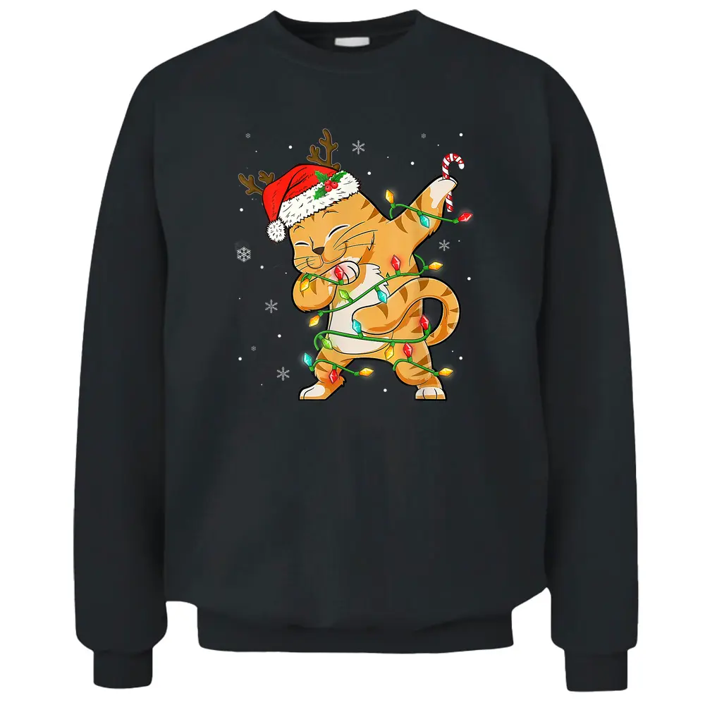 Dabbing Cat Santa Christmas Kids Boys Girls Catmas Xmas Pullover Sweatshirt