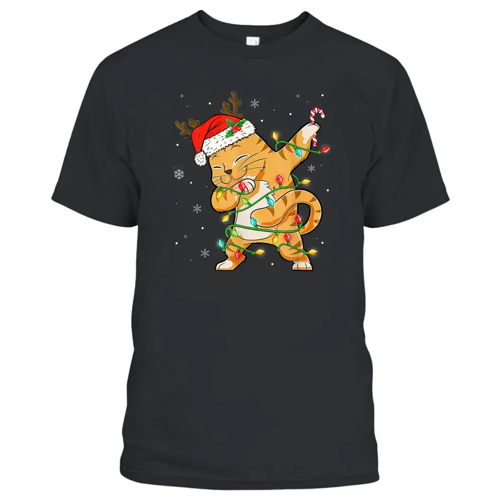 Dabbing Cat Santa Christmas Kids Boys Girls Catmas Xmas T-Shirt