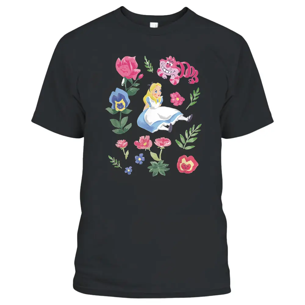 Disney Alice In Wonderland Alice Cheshire Cat Floral T-Shirt