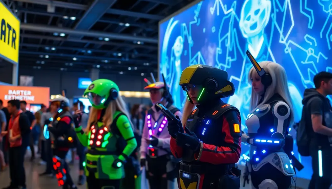 Cosplayers flaunting tech-enhanced costumes that bring anime to life.